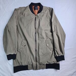 Love Tree Womens Bomber Jacket Large Olive Green Full Zip Utility Ma-1 Flight...